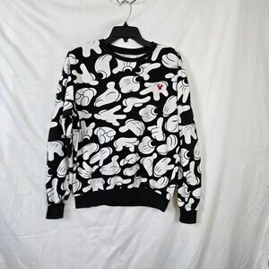 Disney H&M Men's Black White Mickey Mouse Gloves Graphic Print Sweater S Vintage